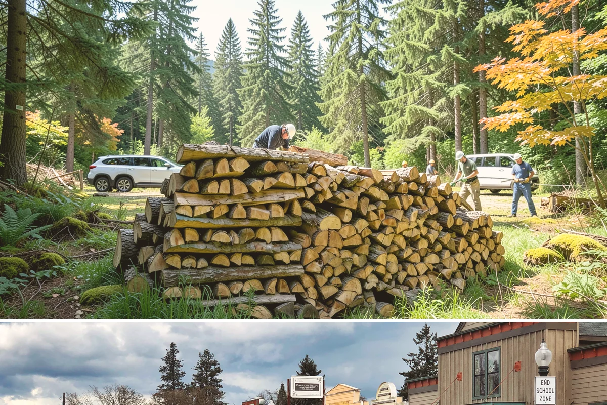 Hydraulic Log Splitting in Roy, Pierce County, WA - Available year-round, with strong demand in fall and winter when large storm rounds need breaking down for the season.