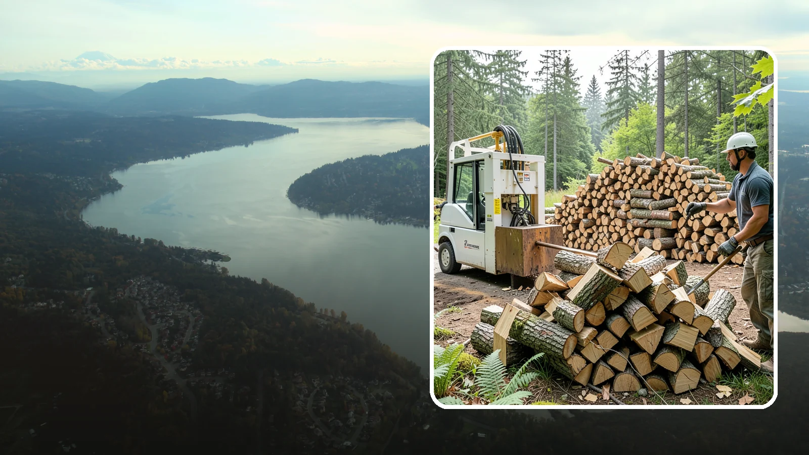 Hydraulic Log Splitting in Sammamish, King County, WA - We use a hydraulic splitter to power through large, dense, or knotty rounds that resist hand splitting.