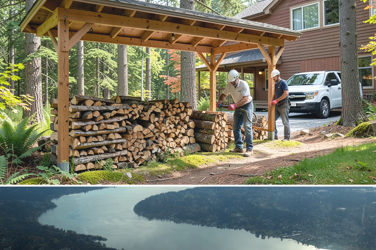 Hydraulic Log Splitting in Sammamish, King County, WA - Available year-round, with strong demand in fall and winter when large storm rounds need breaking down for the season.