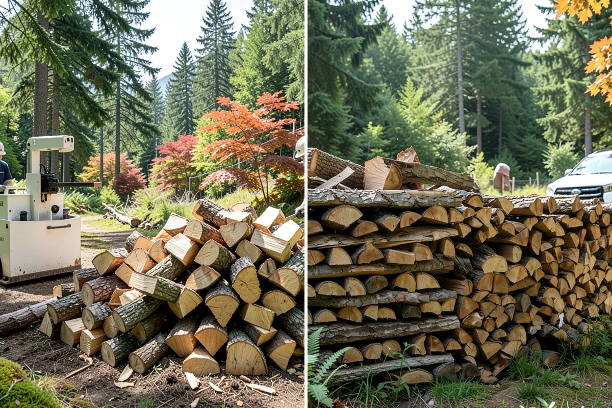 Hydraulic Log Splitting in SeaTac, WA - Inspect the rounds and confirm split dimensions