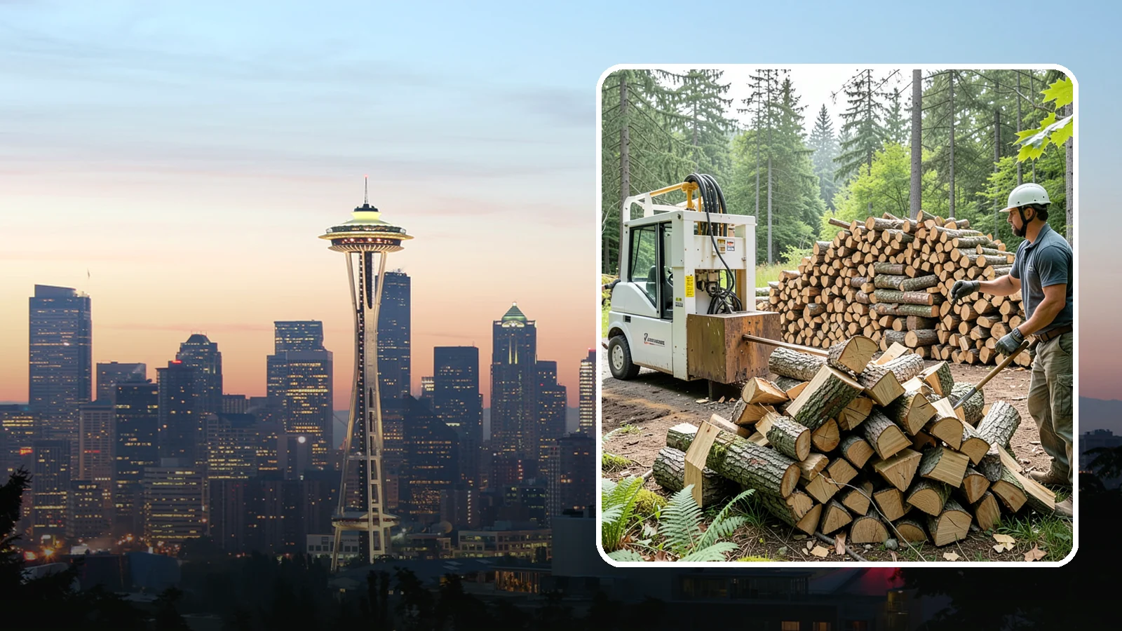 Hydraulic Log Splitting in Seattle, King County, WA - We use a hydraulic splitter to power through large, dense, or knotty rounds that resist hand splitting.