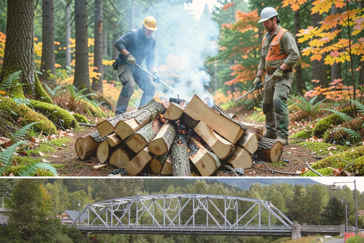 Hydraulic Log Splitting in Skykomish, King County, WA - Available year-round, with strong demand in fall and winter when large storm rounds need breaking down for the season.