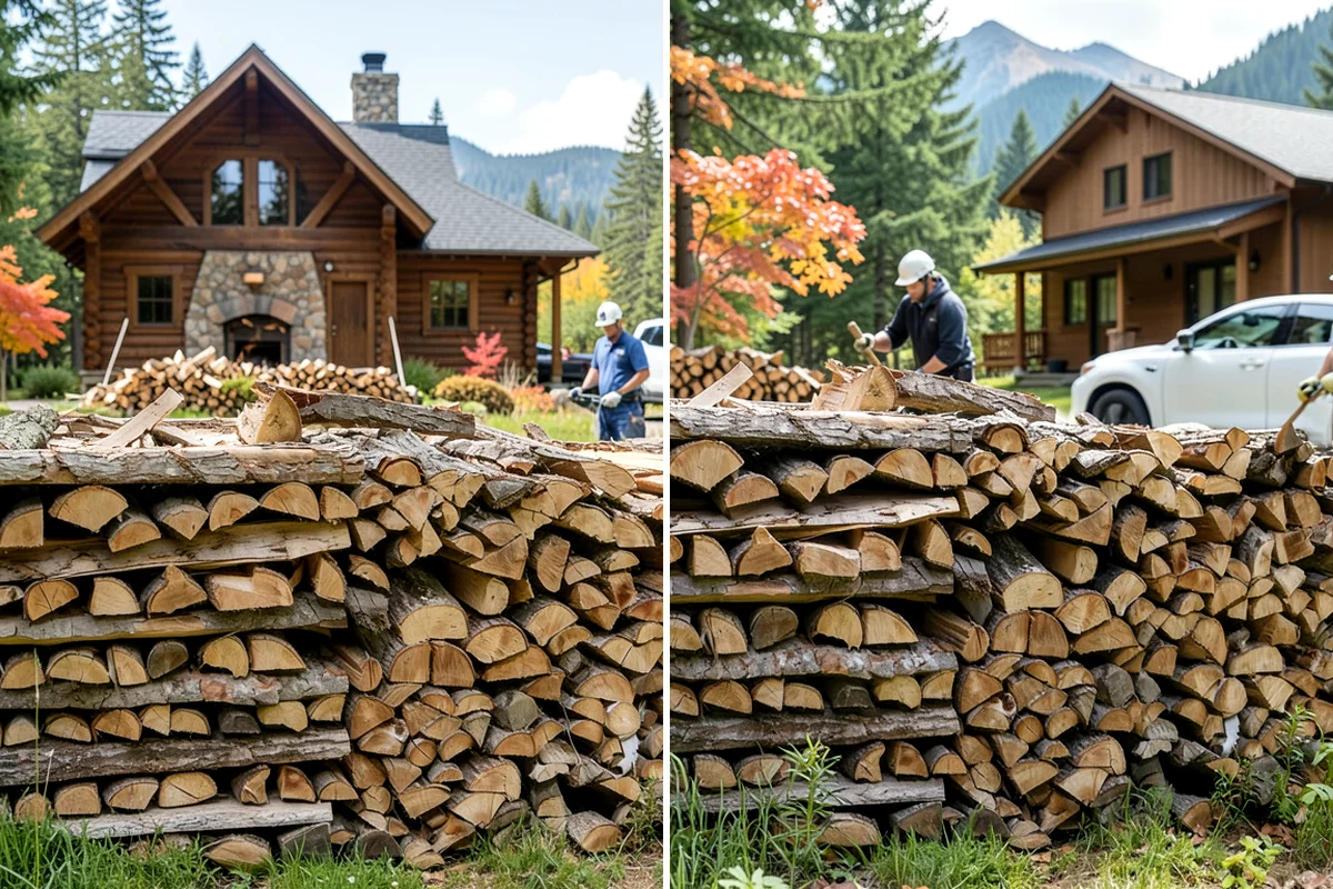Hydraulic Log Splitting in Snoqualmie, King County, WA - Inspect the rounds and confirm split dimensions