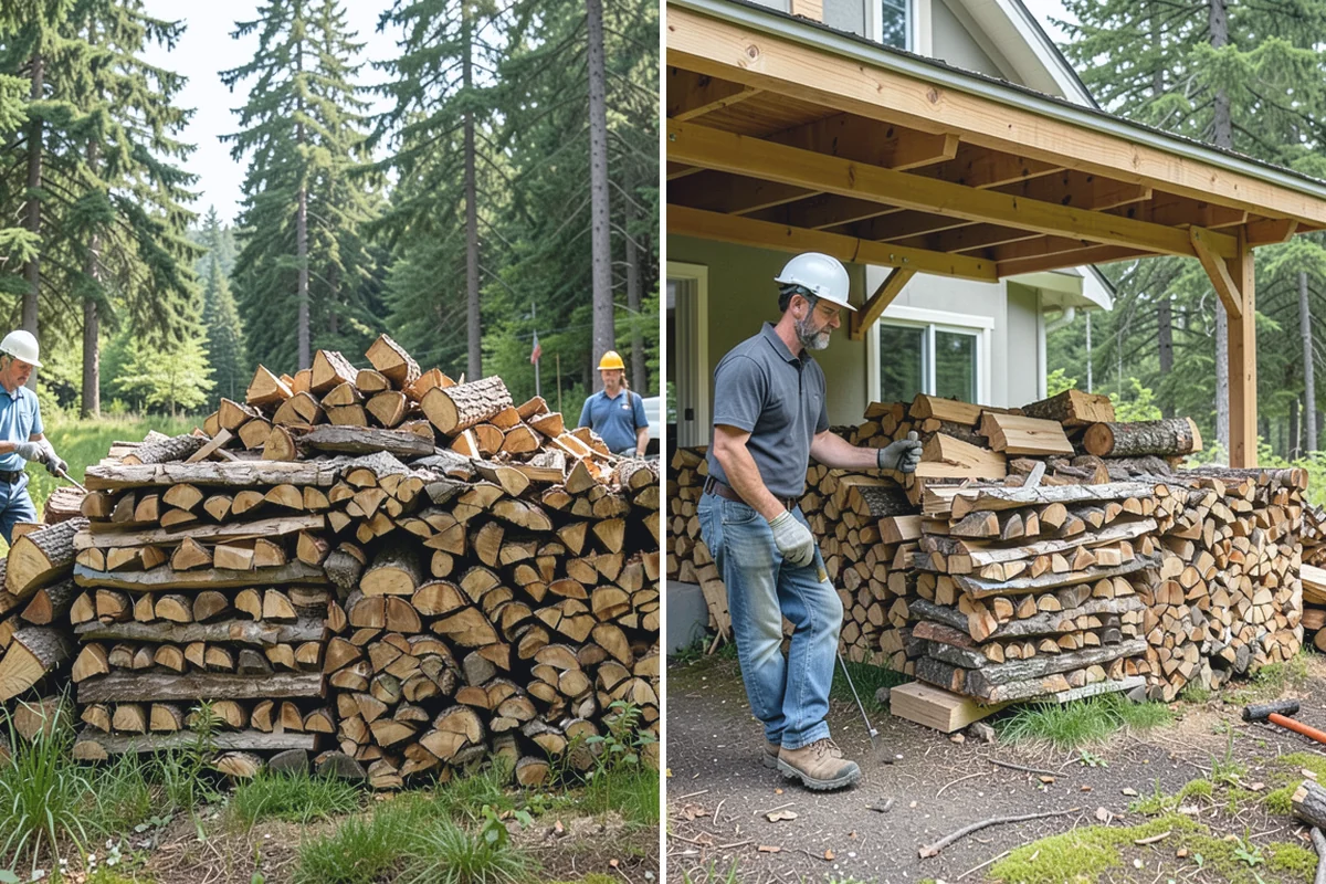 Hydraulic Log Splitting in South Prairie, Pierce County, WA - Inspect the rounds and confirm split dimensions