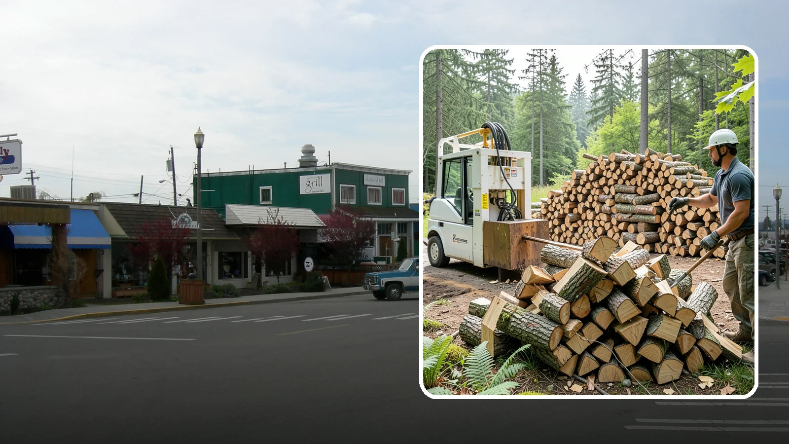 Hydraulic Log Splitting in Stanwood, Snohomish County, WA - We use a hydraulic splitter to power through large, dense, or knotty rounds that resist hand splitting.