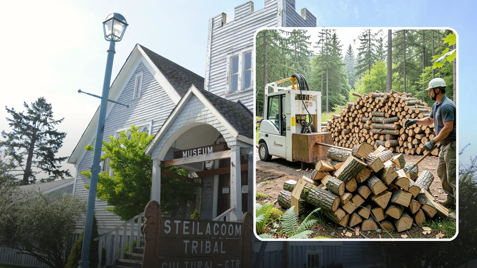 Hydraulic Log Splitting in Steilacoom, Pierce County, WA - We use a hydraulic splitter to power through large, dense, or knotty rounds that resist hand splitting.