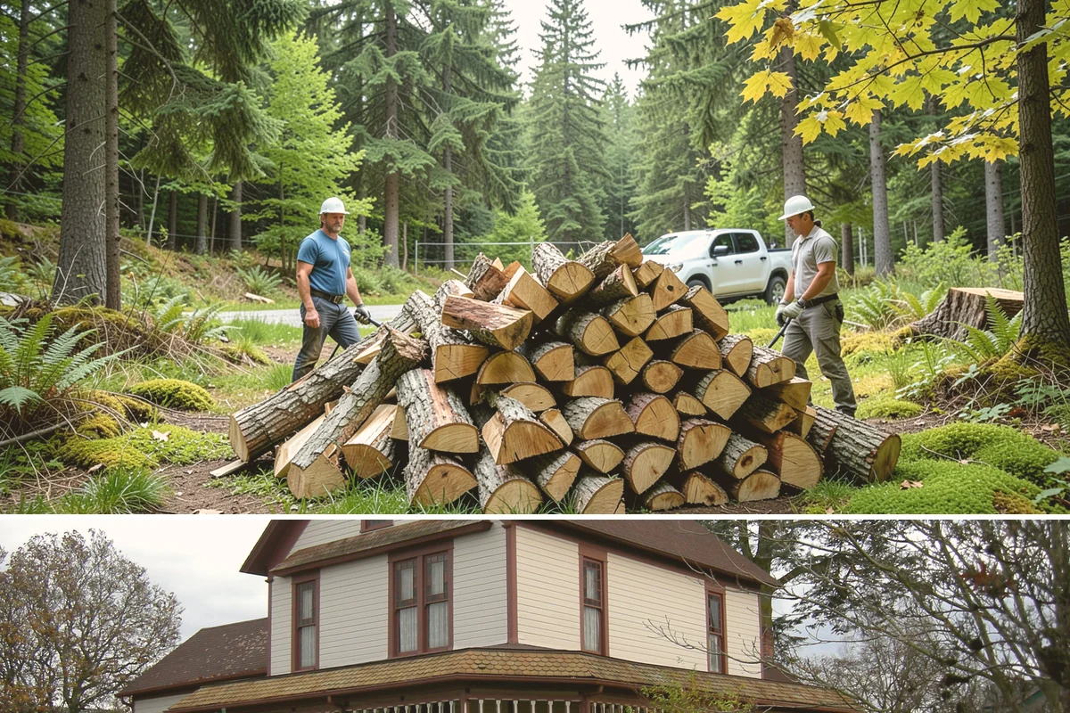 Hydraulic Log Splitting in Sumner, Pierce County, WA - Available year-round, with strong demand in fall and winter when large storm rounds need breaking down for the season.