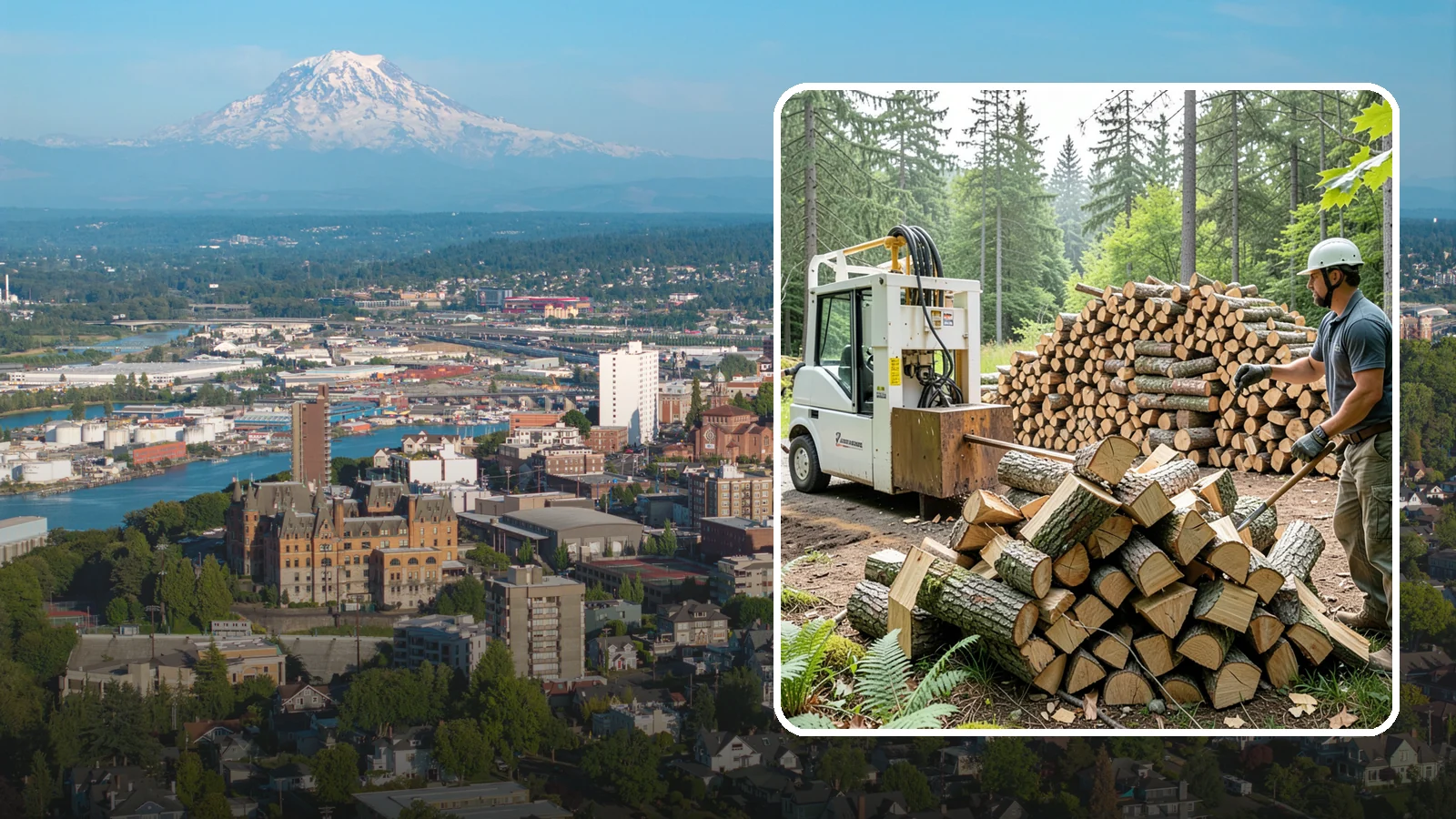 Hydraulic Log Splitting in Tacoma, Pierce County, WA - We use a hydraulic splitter to power through large, dense, or knotty rounds that resist hand splitting.