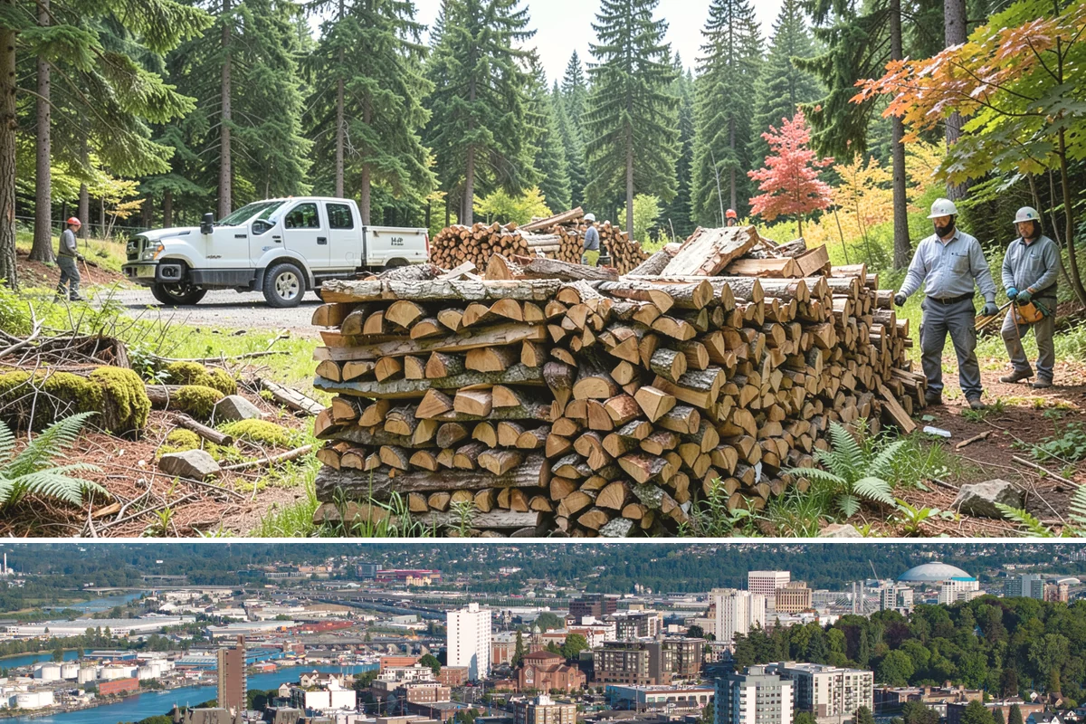 Hydraulic Log Splitting in Tacoma, Pierce County, WA - Available year-round, with strong demand in fall and winter when large storm rounds need breaking down for the season.