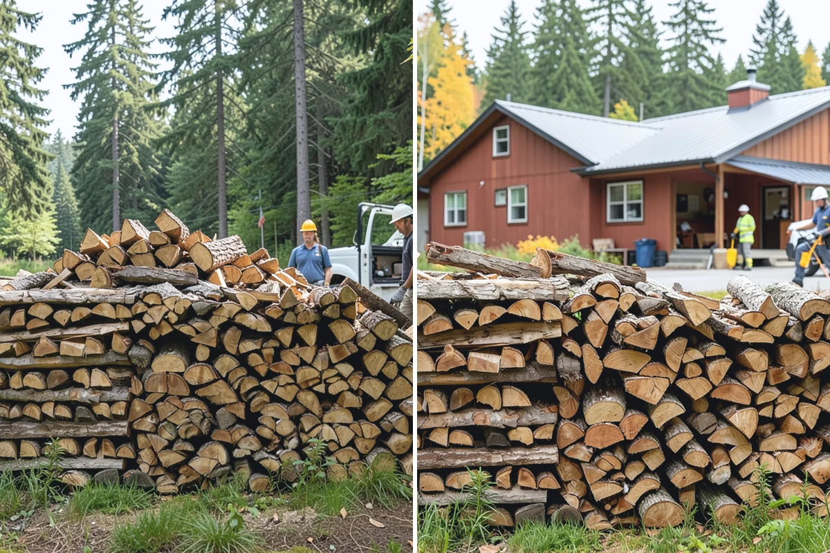 Hydraulic Log Splitting in Woodinville, King County, WA - Inspect the rounds and confirm split dimensions