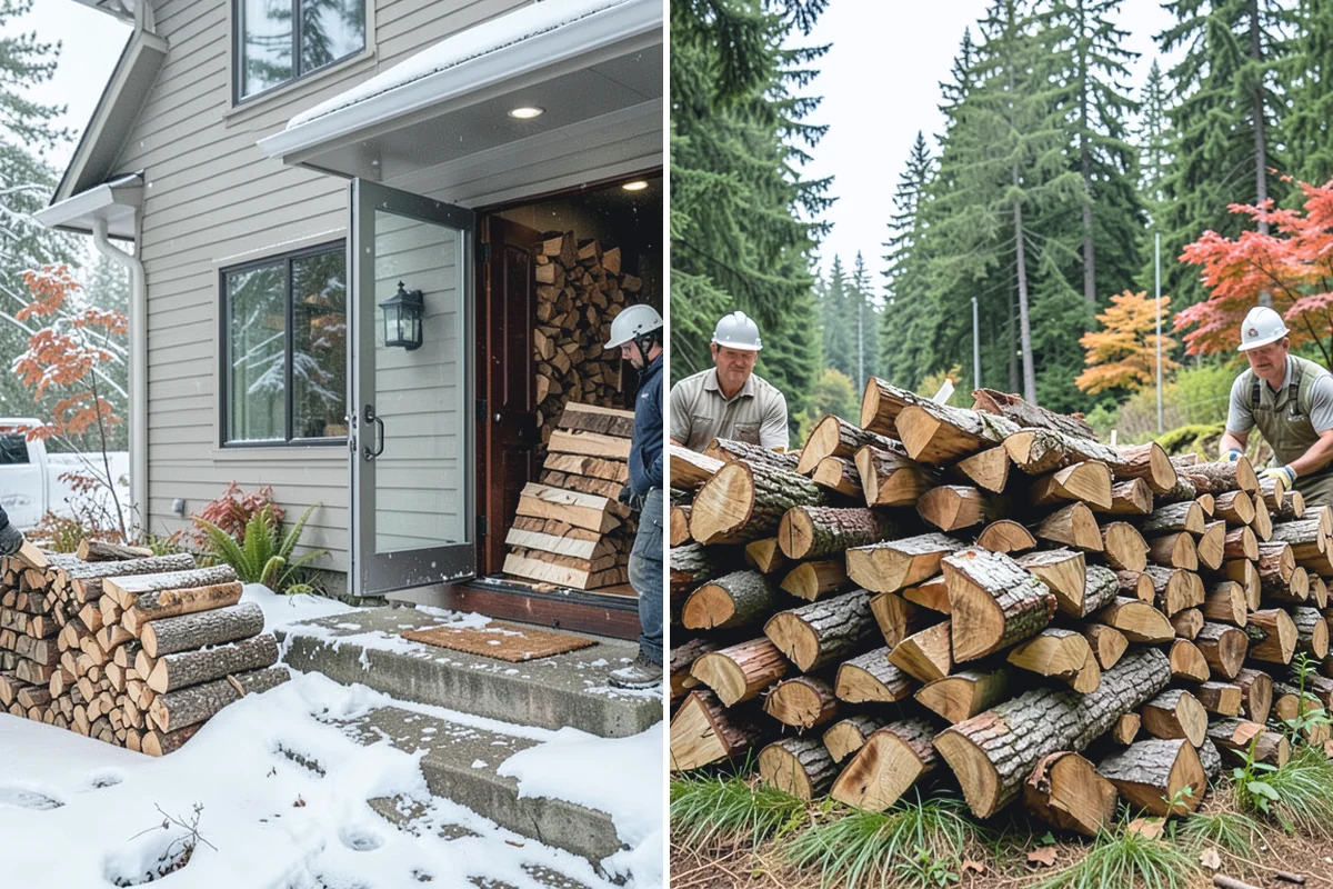 Indoor Firewood Stocking in Woodinville, King County, WA - Choose an indoor rack or hearth location