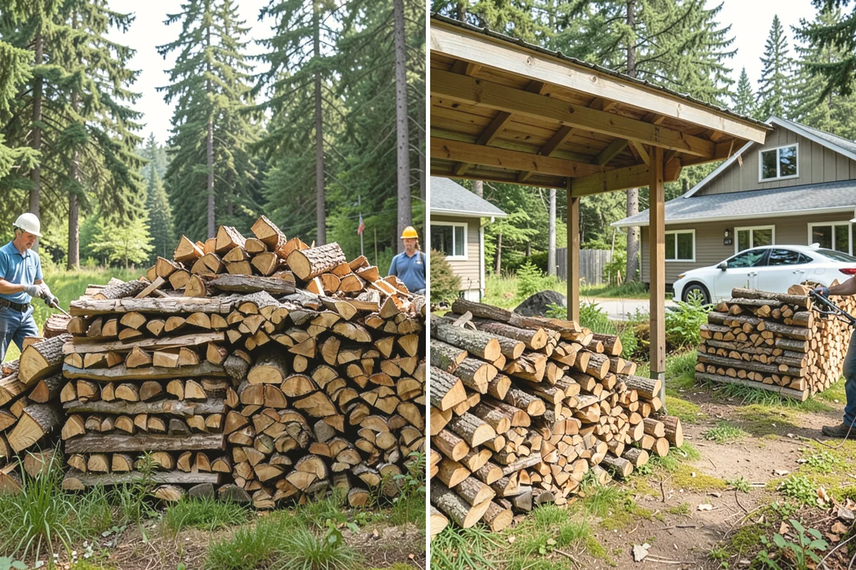 Kiln-Dried Hardwood in La Conner, Skagit County, WA - Split wood is loaded into the drying kiln