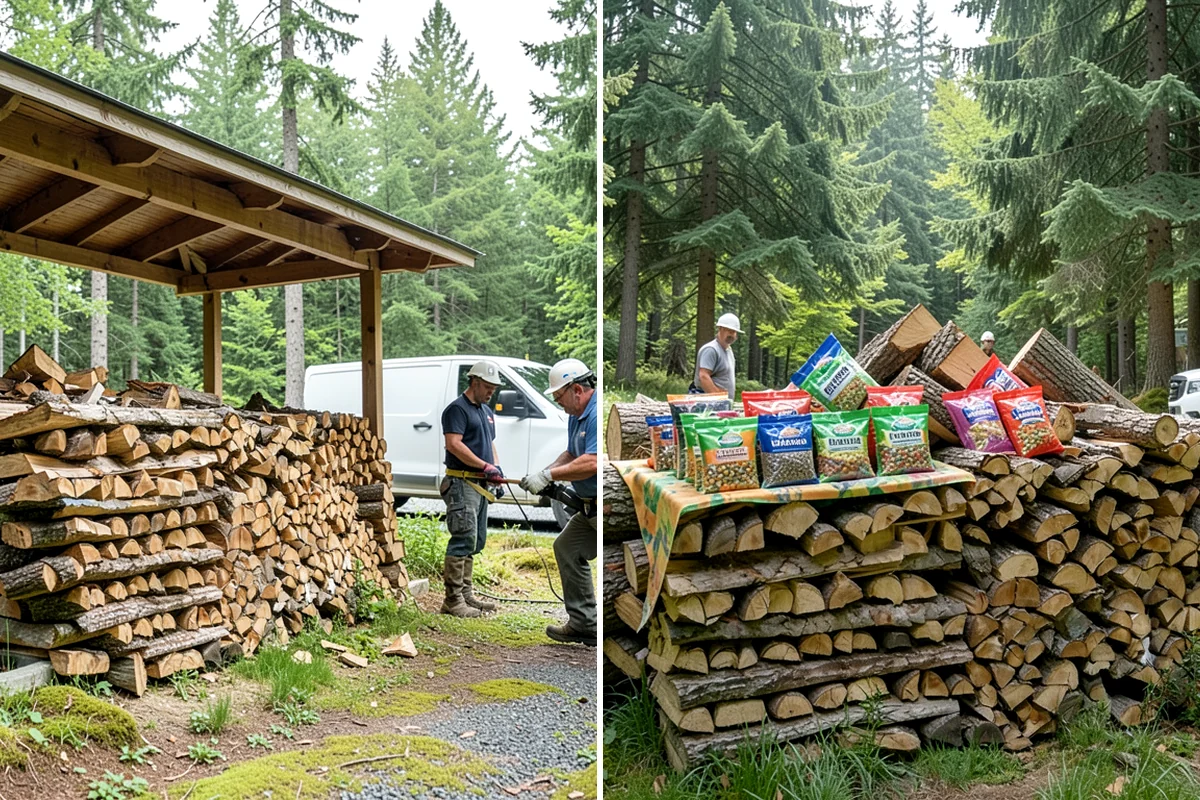 Kiln-Dried Hardwood in SeaTac, King County, WA - Split wood is loaded into the drying kiln