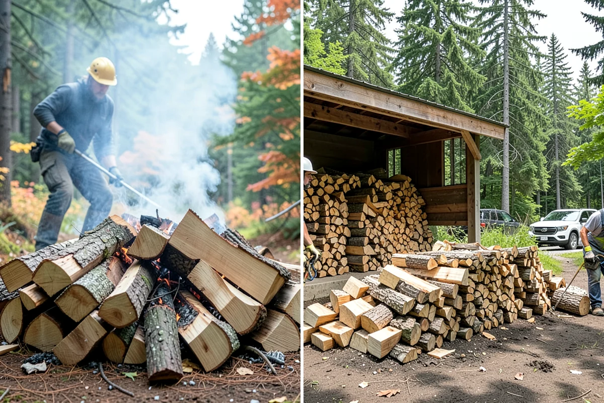 Kiln-Dried Hardwood in Sedro-Woolley, Skagit County, WA - Split wood is loaded into the drying kiln