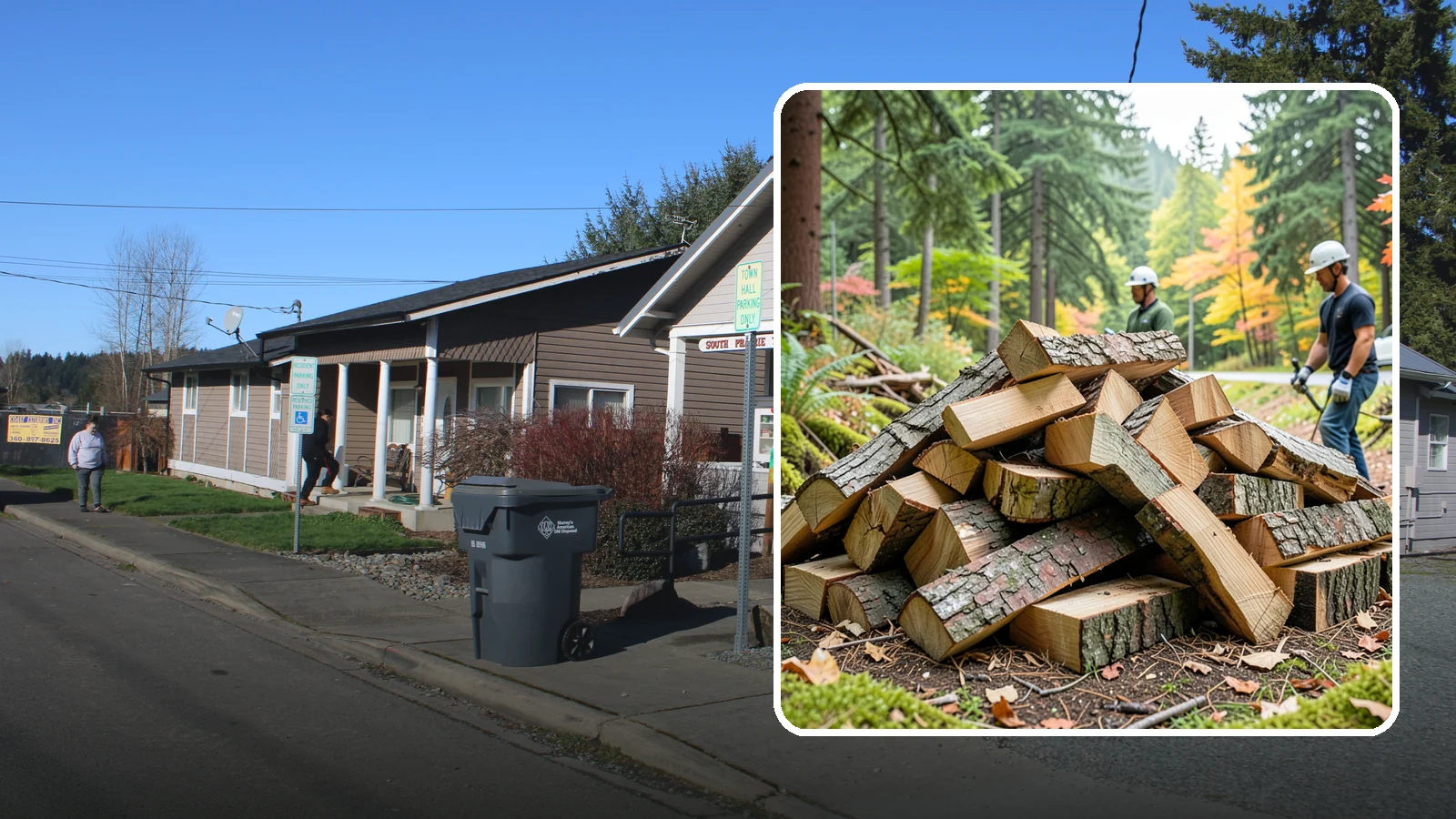 Kindling in South Prairie, Pierce County, WA - Dry, finely split kindling that helps you get a fire going fast in the damp Pacific Northwest climate.