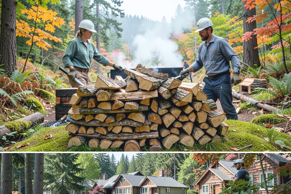 Large Split Firewood in Edgewood, WA - Order large splits by early fall so they finish seasoning before heavy winter use.