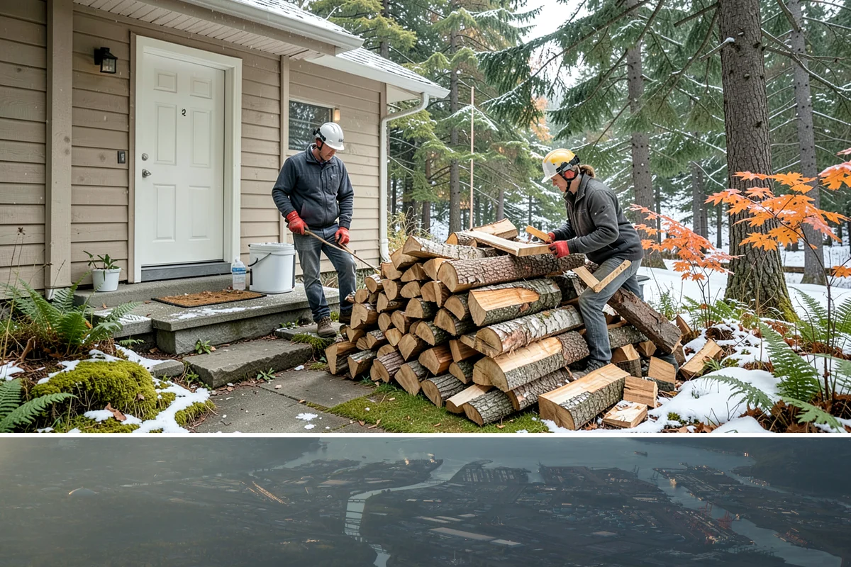 Large Split Firewood in Fife, Pierce County, WA - Order large splits by early fall so they finish seasoning before heavy winter use.