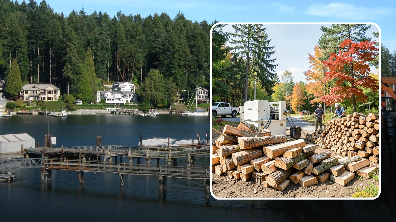 Large Split Firewood in Gig Harbor, Pierce County, WA - Firewood split into larger pieces that burn slowly for extended, low-maintenance heat.