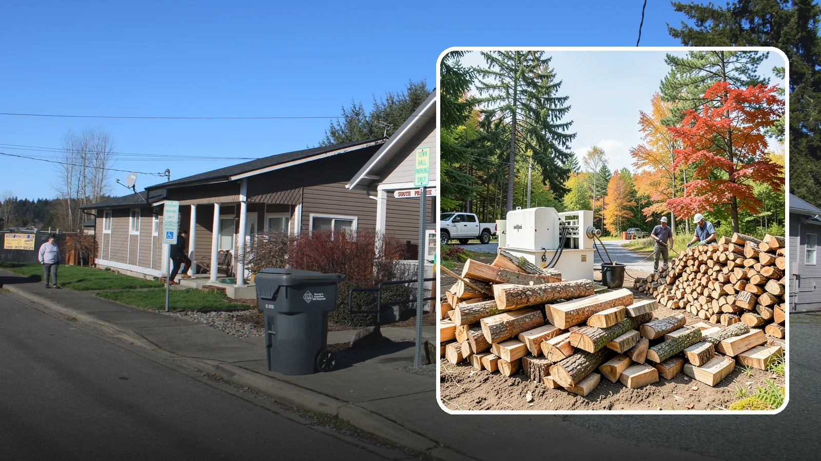 Large Split Firewood in South Prairie, Pierce County, WA - Firewood split into larger pieces that burn slowly for extended, low-maintenance heat.