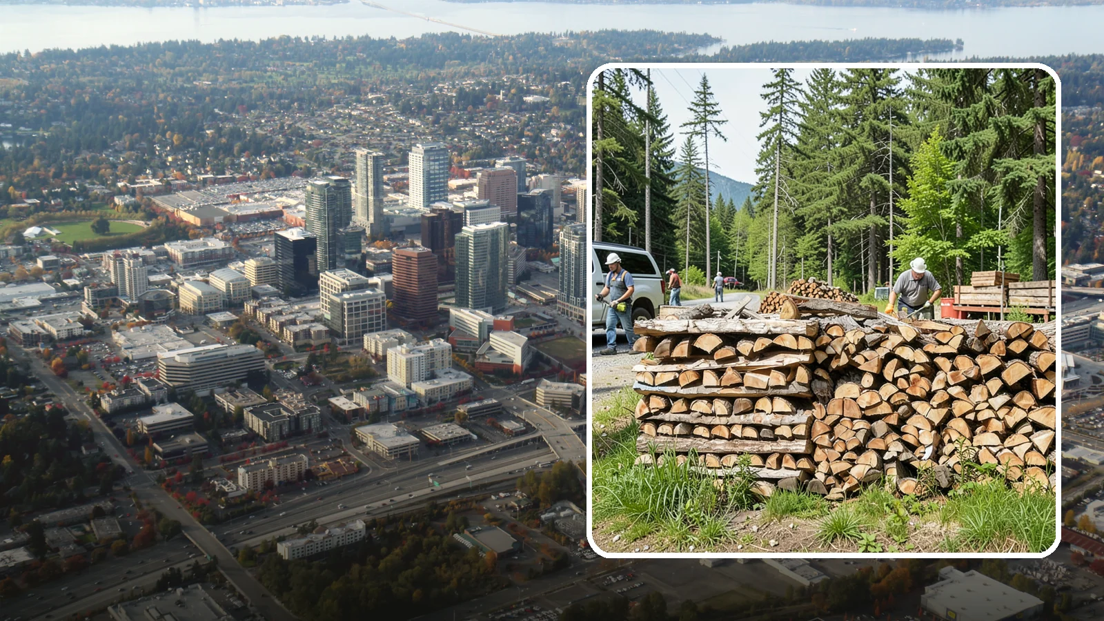 Locally Sourced Firewood in Bellevue, King County, WA - We supply firewood gathered from right here in the Pacific Northwest, keeping the supply chain short and local.