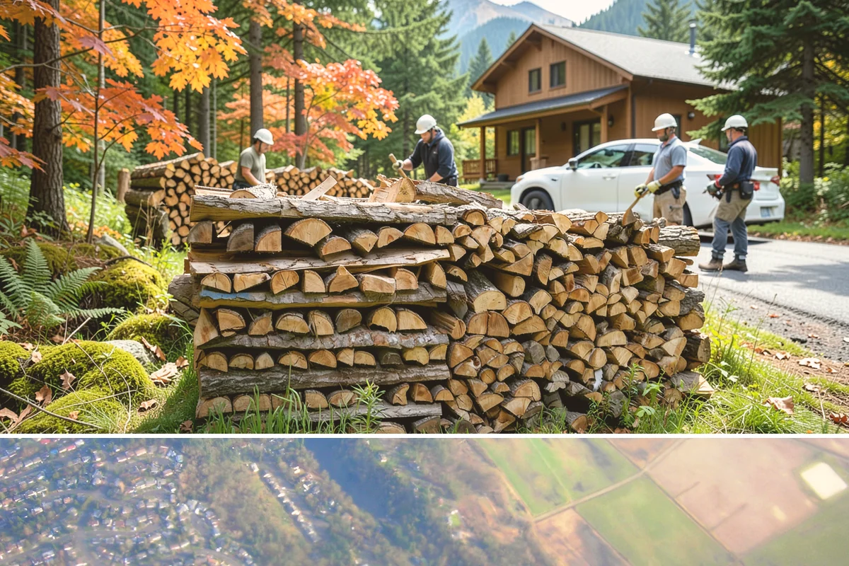 Log Bucking Service in Algona, King County, WA - This works year-round, though many book after fall and winter storms drop trees that need bucking into rounds.