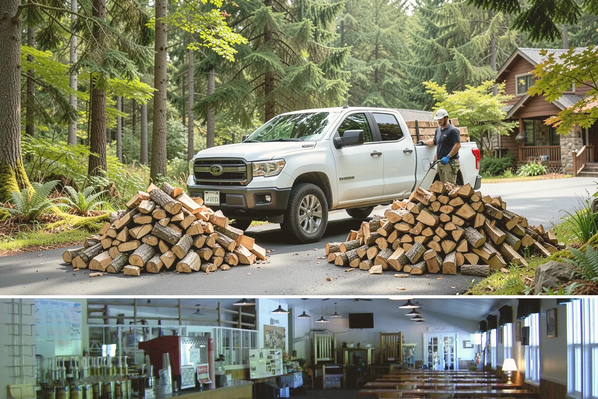 Log Bucking Service in Black Diamond, King County, WA - This works year-round, though many book after fall and winter storms drop trees that need bucking into rounds.