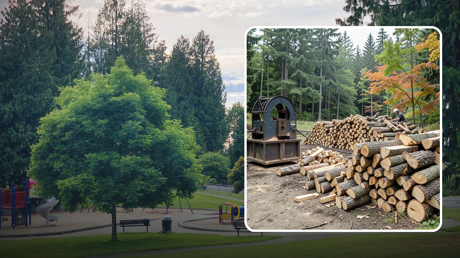 Log Bucking Service in Bonney Lake, Pierce County, WA - We cut your long logs down to firewood-length rounds, sized for splitting, stacking, and your stove or fireplace.