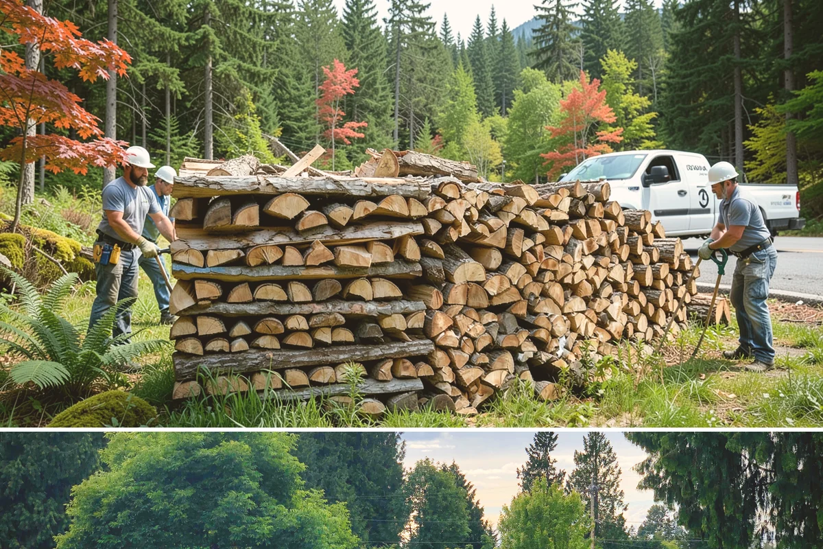 Log Bucking Service in Bonney Lake, Pierce County, WA - This works year-round, though many book after fall and winter storms drop trees that need bucking into rounds.