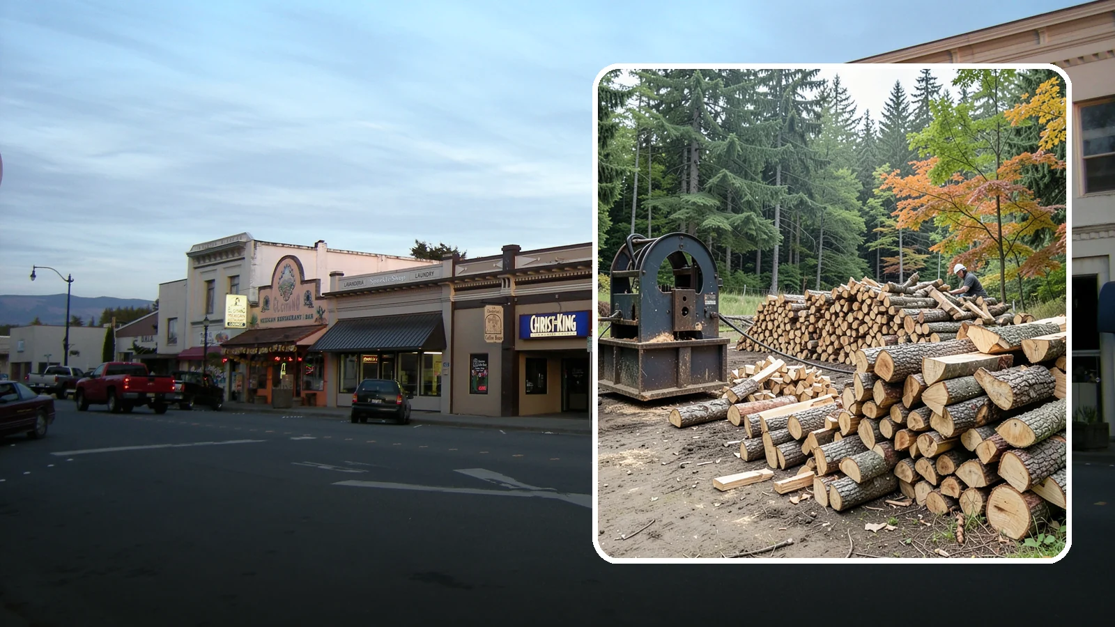 Log Bucking Service in Burlington, Skagit County, WA - We cut your long logs down to firewood-length rounds, sized for splitting, stacking, and your stove or fireplace.