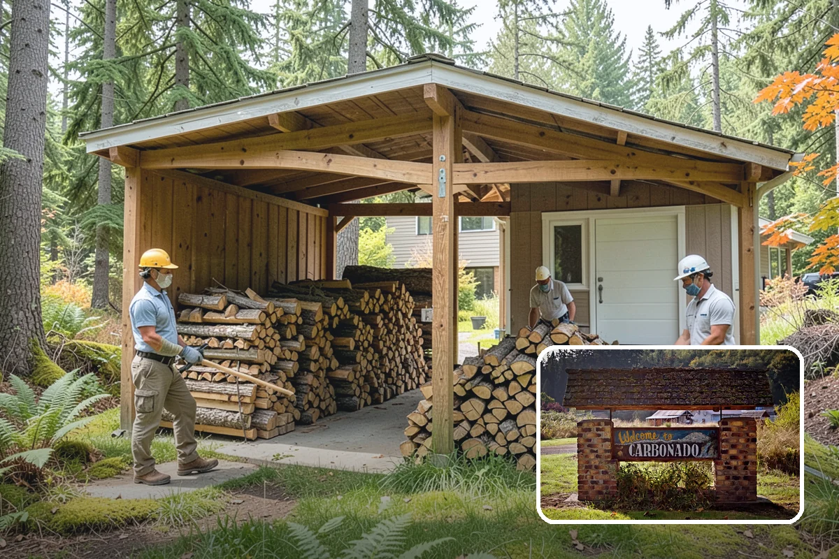 Log Bucking Service in Carbonado, Pierce County, WA - Cuts long logs into workable firewood rounds
