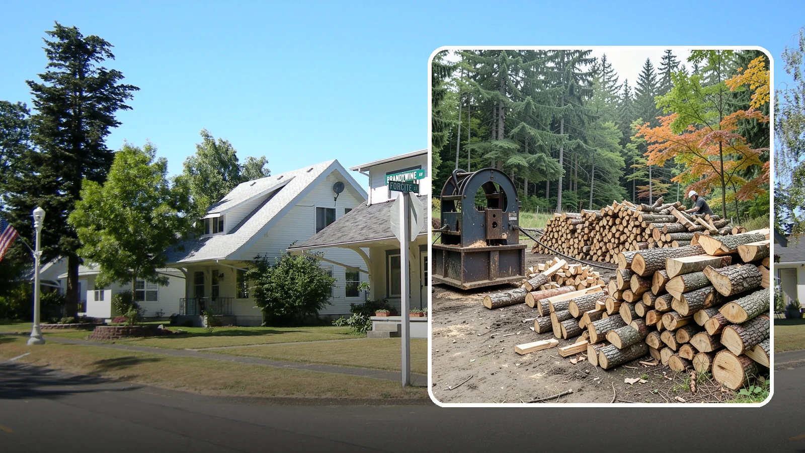 Log Bucking Service in DuPont, Pierce County, WA - We cut your long logs down to firewood-length rounds, sized for splitting, stacking, and your stove or fireplace.