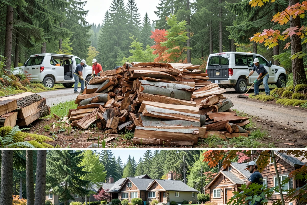 Log Bucking Service in Edgewood, WA - This works year-round, though many book after fall and winter storms drop trees that need bucking into rounds.