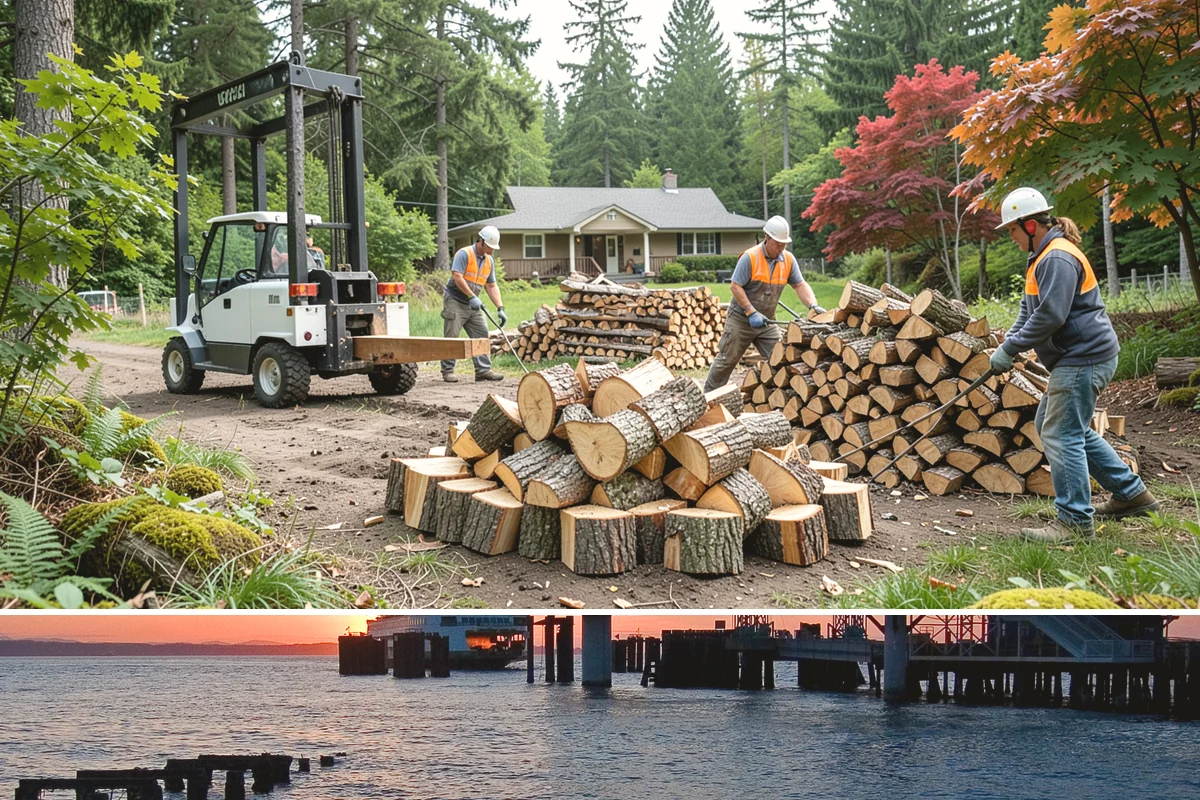 Log Bucking Service in Edmonds, Snohomish County, WA - This works year-round, though many book after fall and winter storms drop trees that need bucking into rounds.