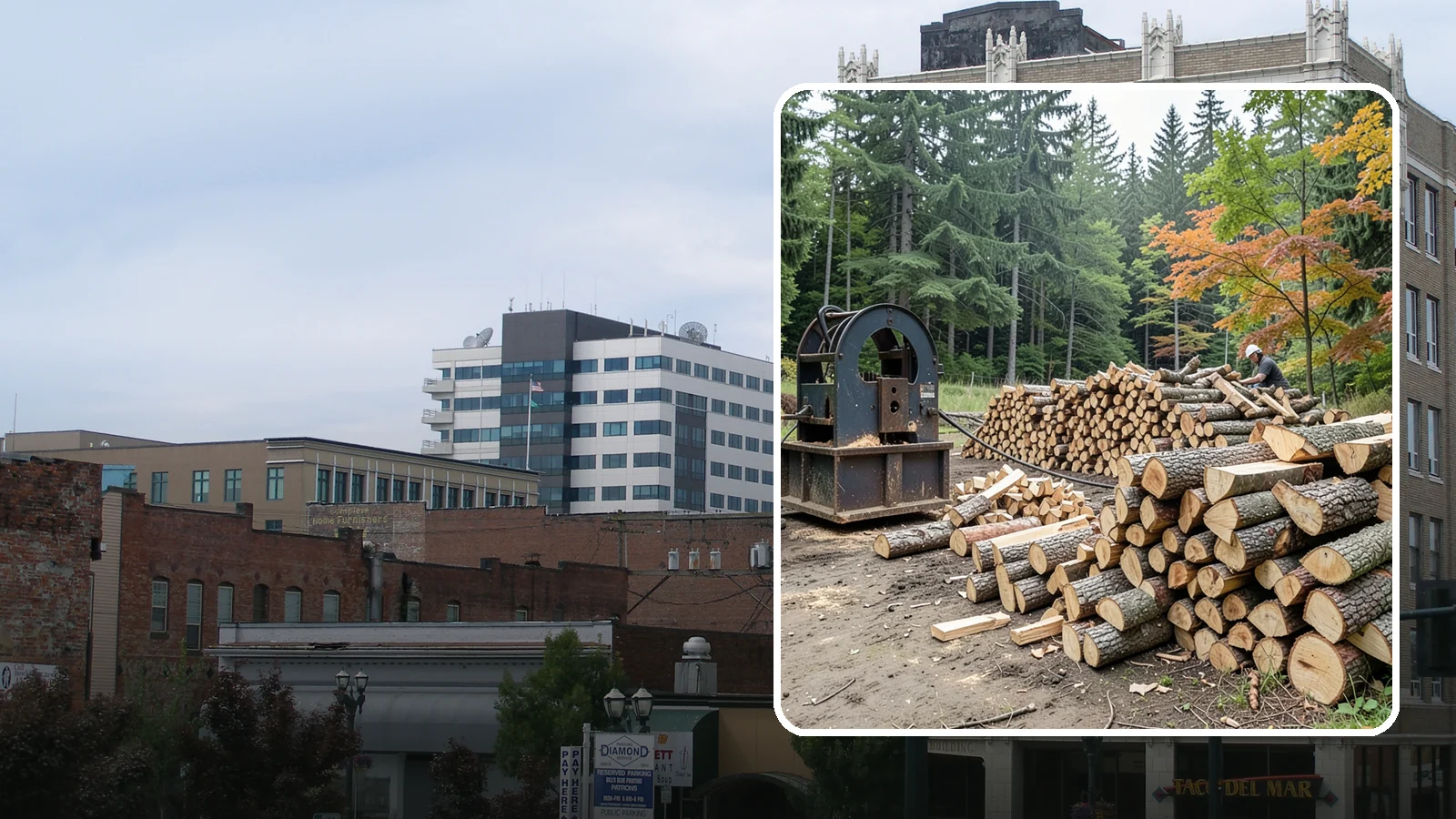 Log Bucking Service in Everett, Snohomish County, WA - We cut your long logs down to firewood-length rounds, sized for splitting, stacking, and your stove or fireplace.