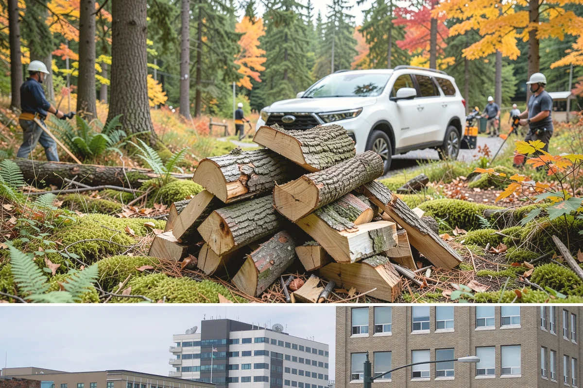 Log Bucking Service in Everett, Snohomish County, WA - This works year-round, though many book after fall and winter storms drop trees that need bucking into rounds.