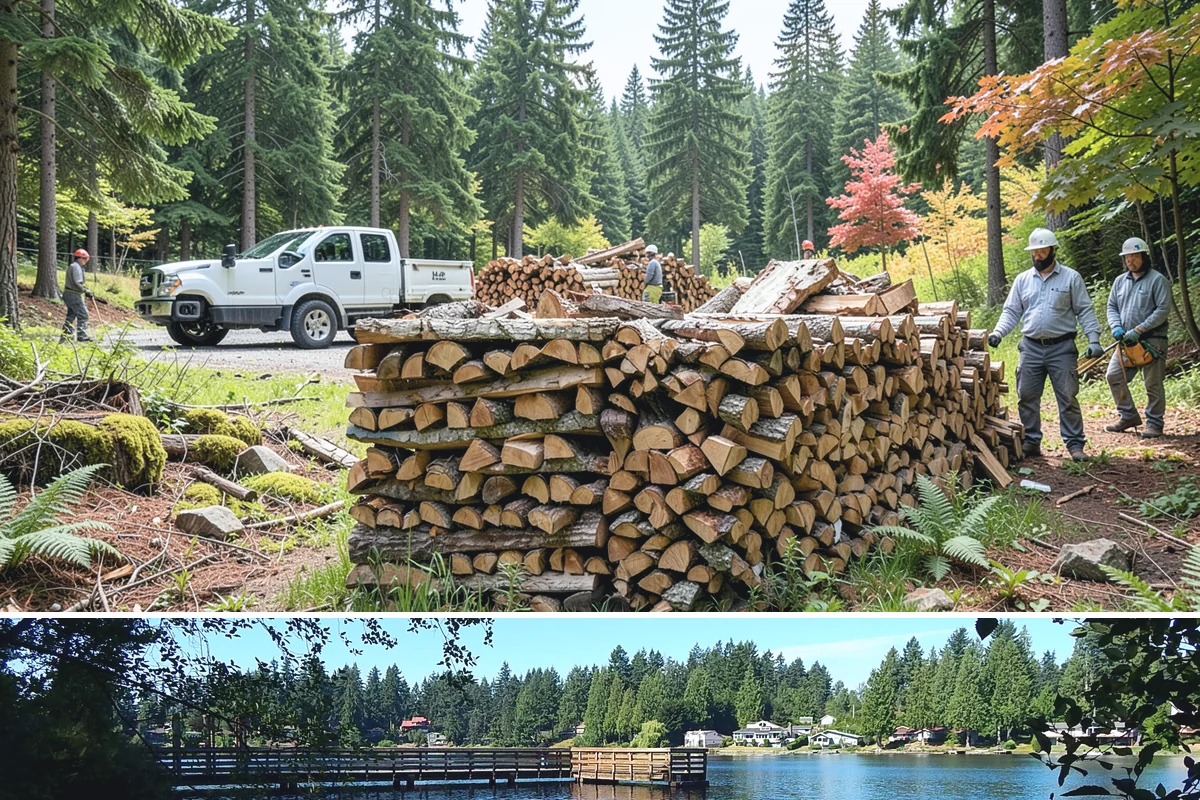 Log Bucking Service in Federal Way, King County, WA - This works year-round, though many book after fall and winter storms drop trees that need bucking into rounds.