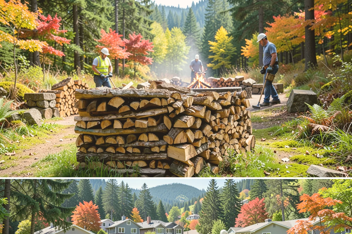 Log Bucking Service in Fircrest, Pierce County, WA - This works year-round, though many book after fall and winter storms drop trees that need bucking into rounds.