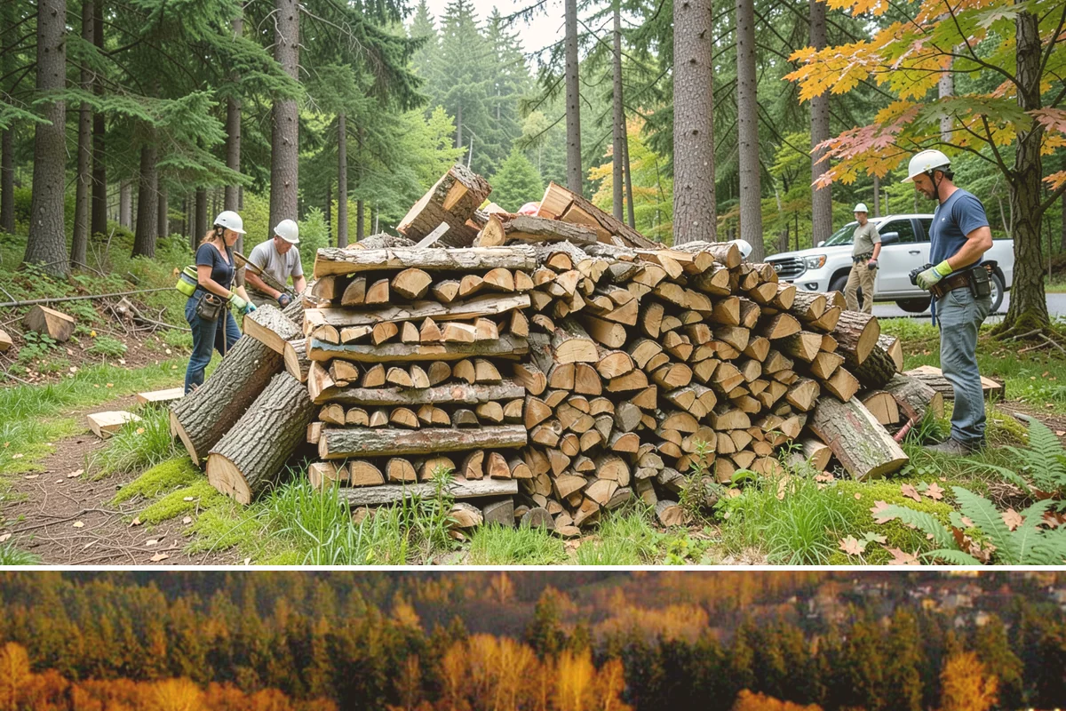 Log Bucking Service in Kenmore, King County, WA - This works year-round, though many book after fall and winter storms drop trees that need bucking into rounds.