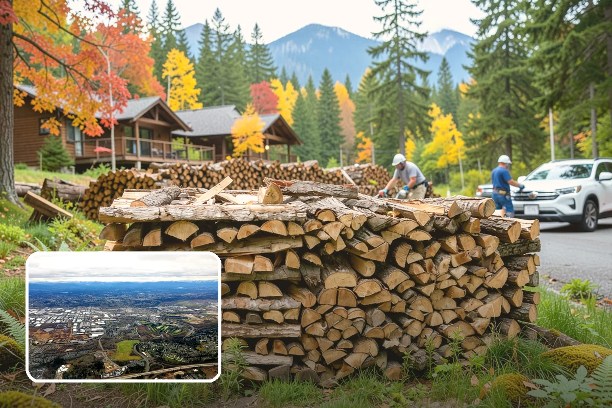 Log Bucking Service in Kent, King County, WA - Cuts long logs into workable firewood rounds
