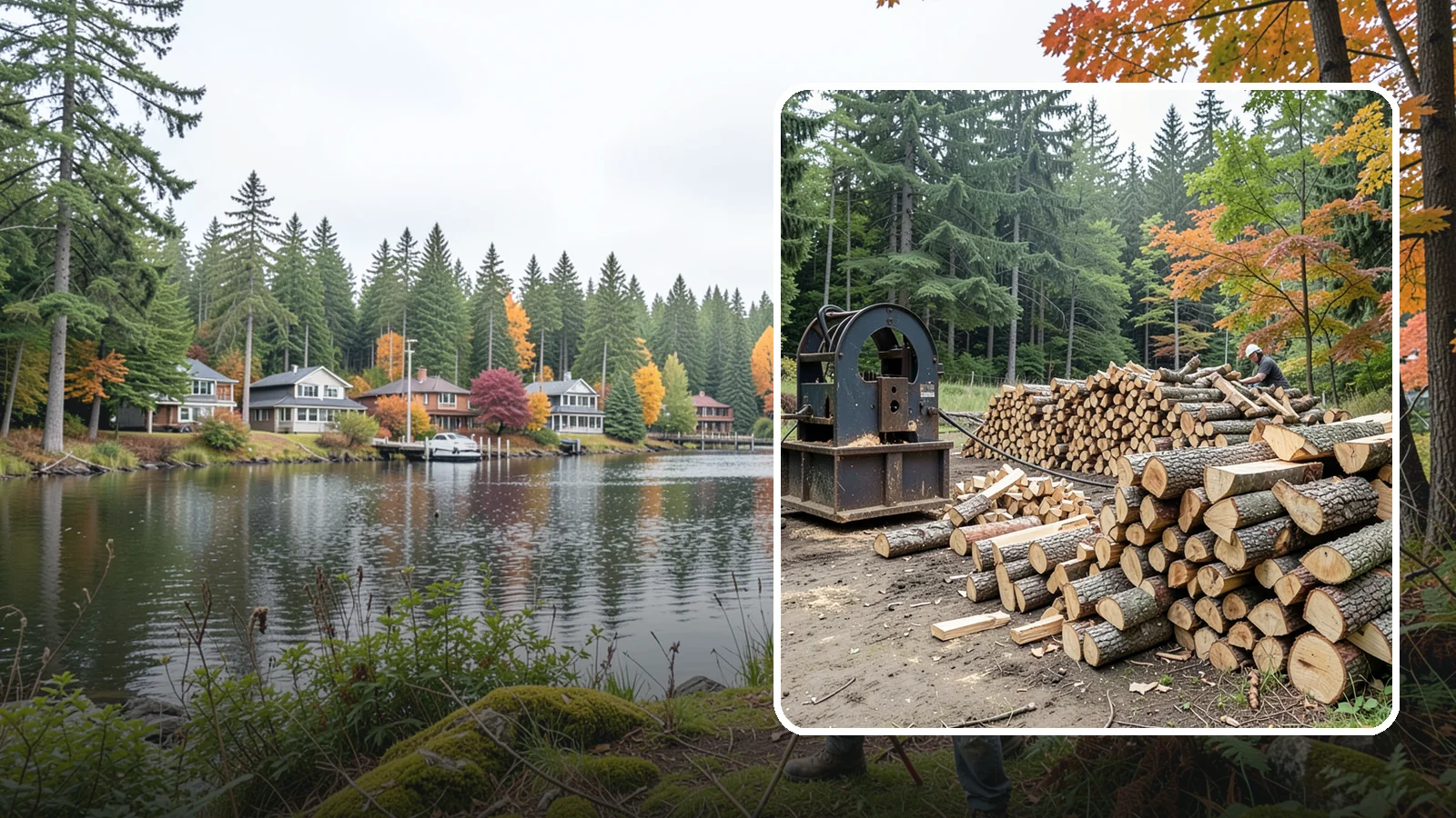 Log Bucking Service in La Conner, Skagit County, WA - We cut your long logs down to firewood-length rounds, sized for splitting, stacking, and your stove or fireplace.