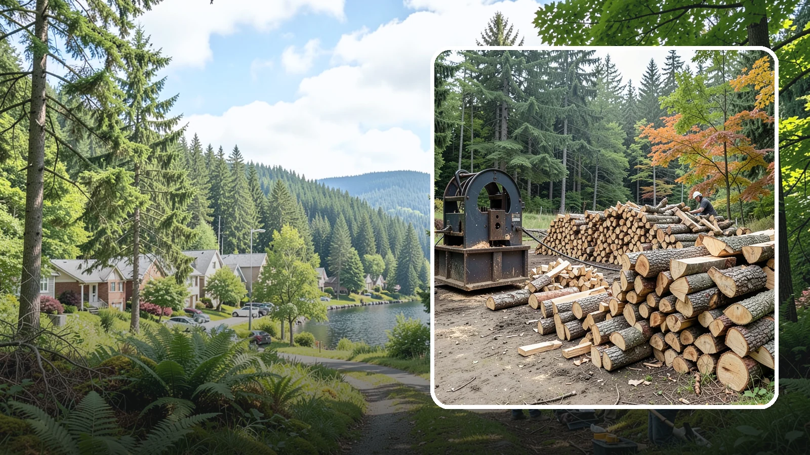 Log Bucking Service in Lake Forest Park, King County, WA - We cut your long logs down to firewood-length rounds, sized for splitting, stacking, and your stove or fireplace.