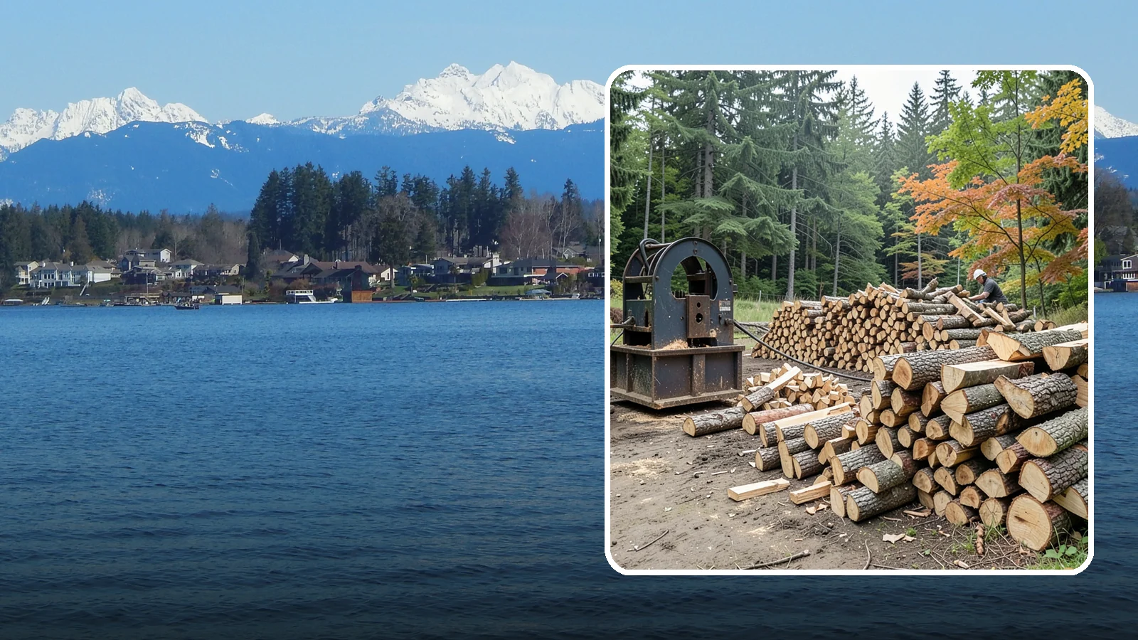 Log Bucking Service in Lake Stevens, Snohomish County, WA - We cut your long logs down to firewood-length rounds, sized for splitting, stacking, and your stove or fireplace.