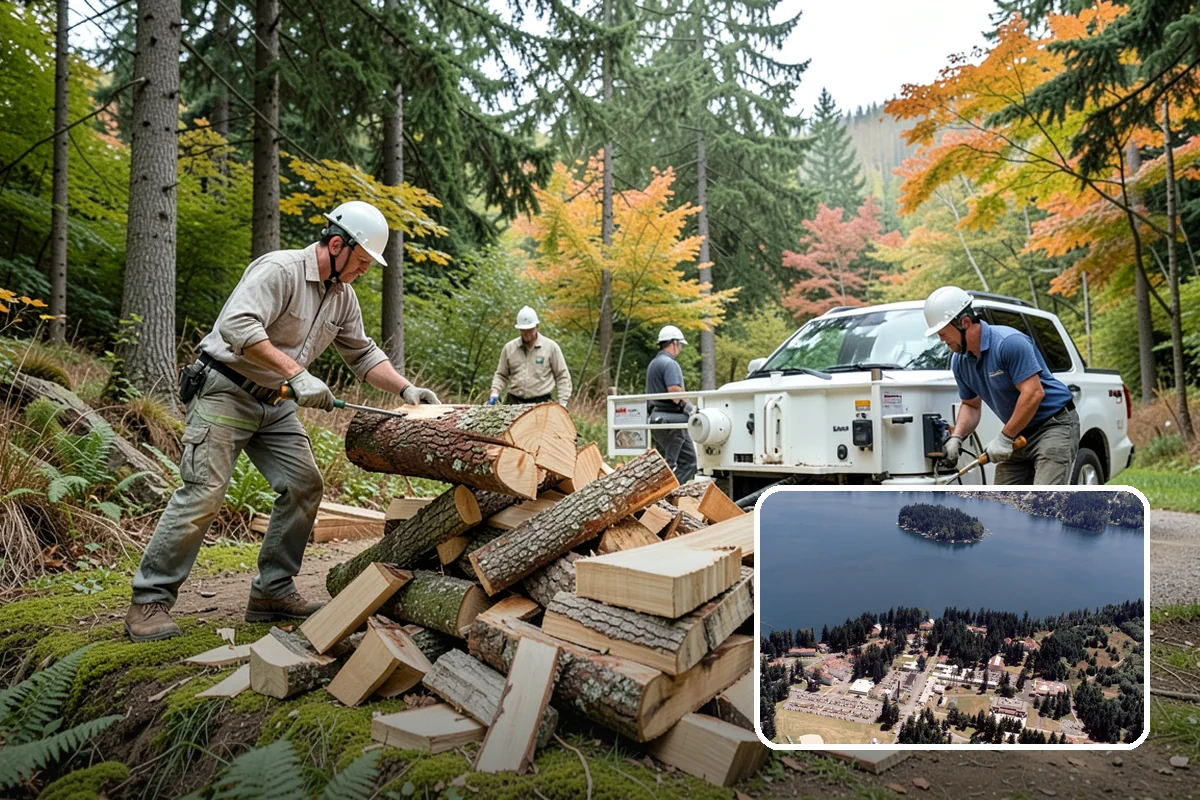 Log Bucking Service in Lakewood, Pierce County, WA - Cuts long logs into workable firewood rounds