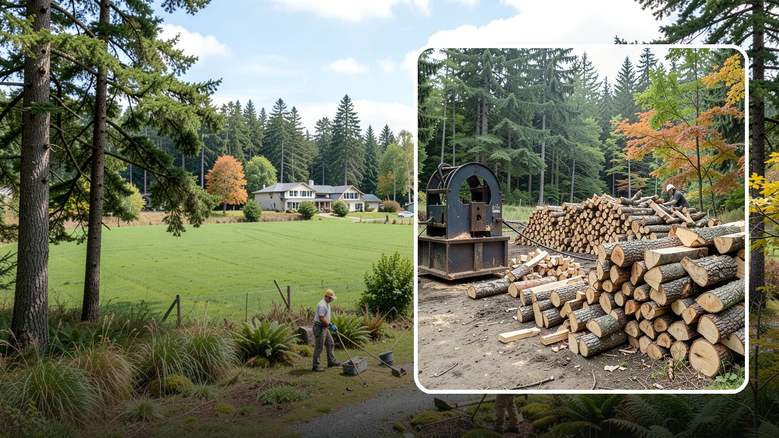 Log Bucking Service in Lyman, Skagit County, WA - We cut your long logs down to firewood-length rounds, sized for splitting, stacking, and your stove or fireplace.