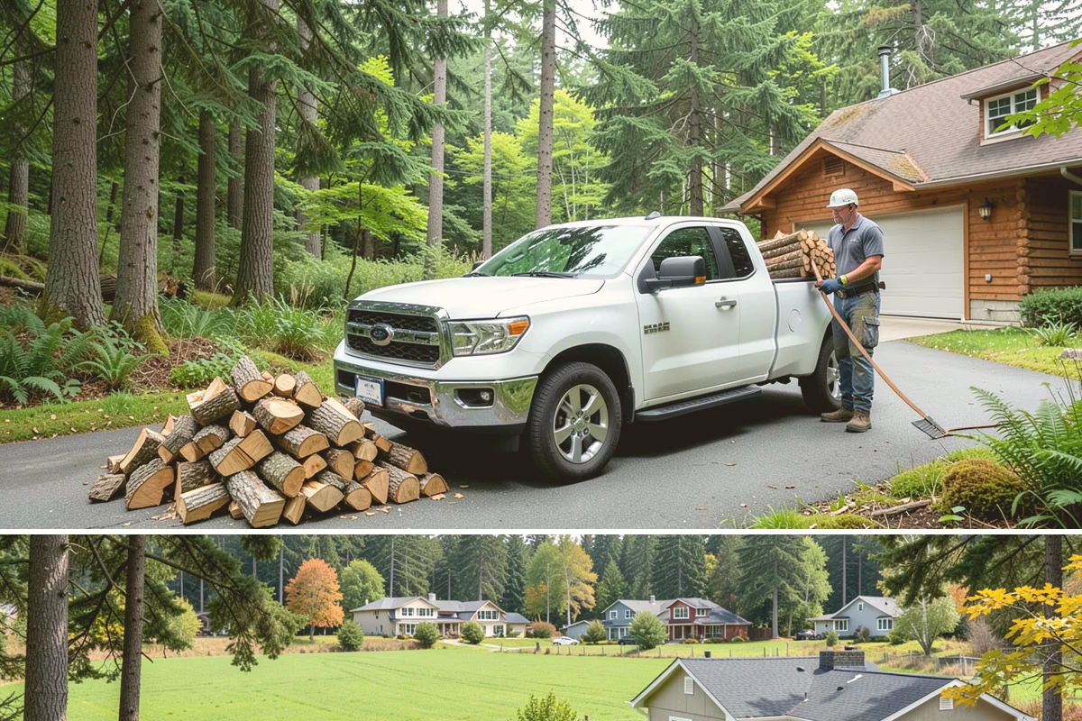 Log Bucking Service in Lyman, Skagit County, WA - This works year-round, though many book after fall and winter storms drop trees that need bucking into rounds.