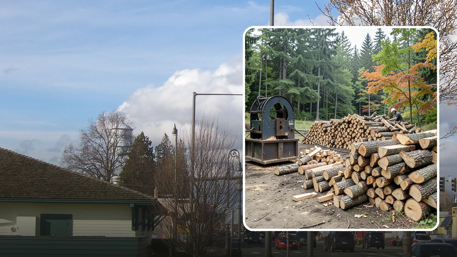 Log Bucking Service in Marysville, Snohomish County, WA - We cut your long logs down to firewood-length rounds, sized for splitting, stacking, and your stove or fireplace.