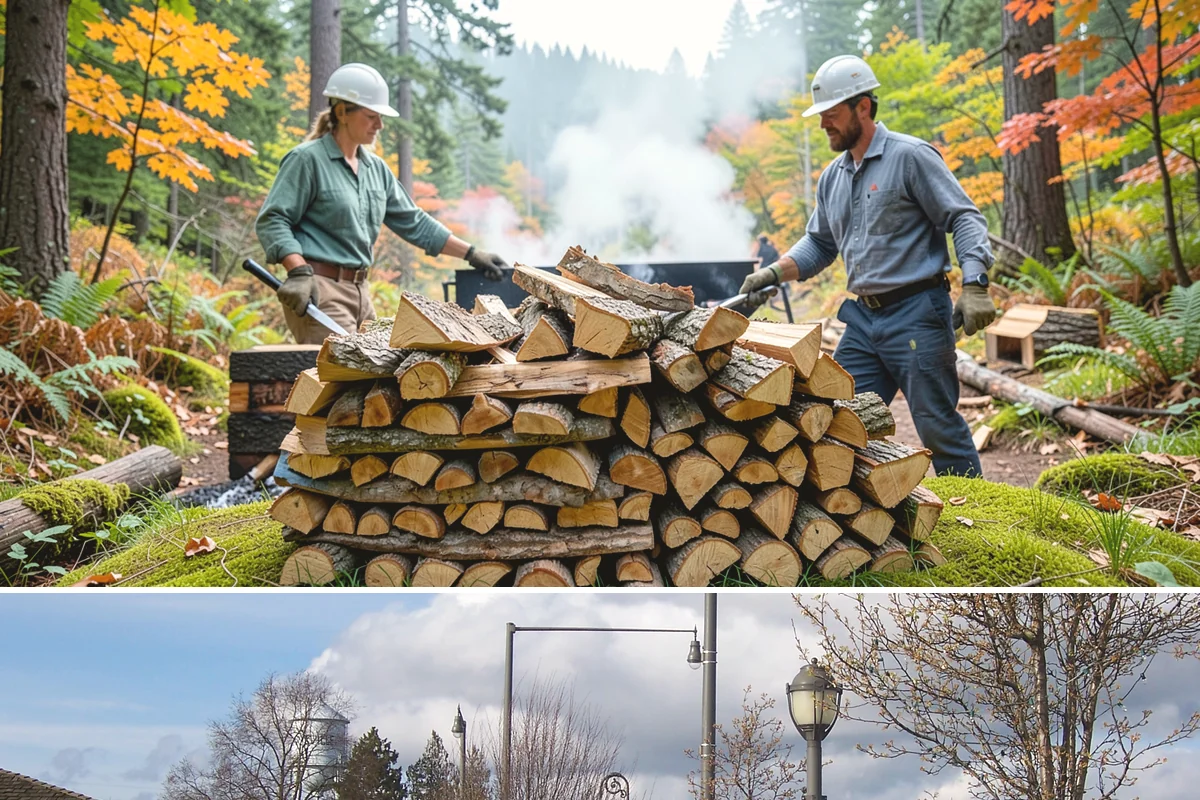 Log Bucking Service in Marysville, Snohomish County, WA - This works year-round, though many book after fall and winter storms drop trees that need bucking into rounds.