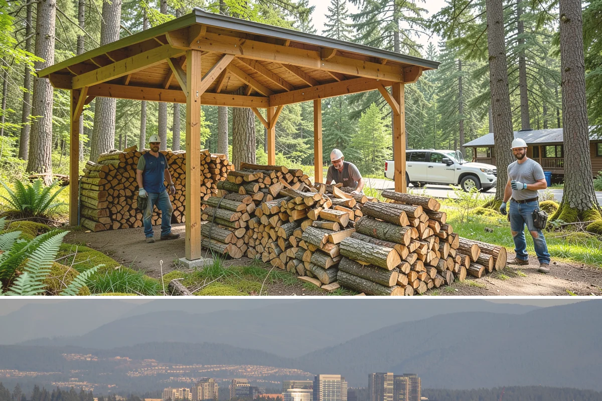 Log Bucking Service in Medina, King County, WA - This works year-round, though many book after fall and winter storms drop trees that need bucking into rounds.