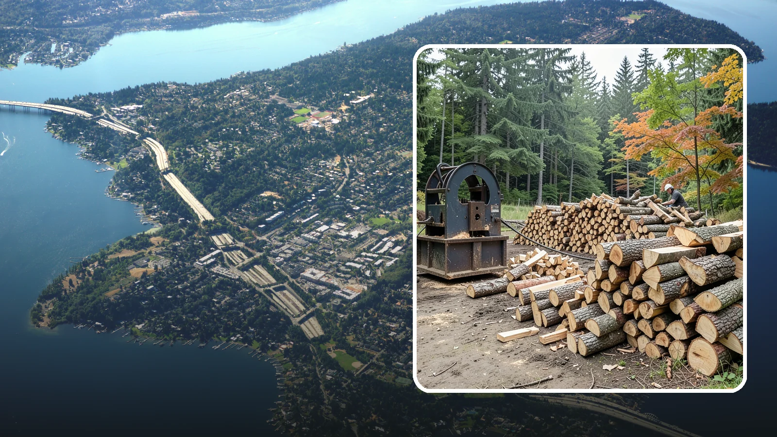 Log Bucking Service in Mercer Island, King County, WA - We cut your long logs down to firewood-length rounds, sized for splitting, stacking, and your stove or fireplace.