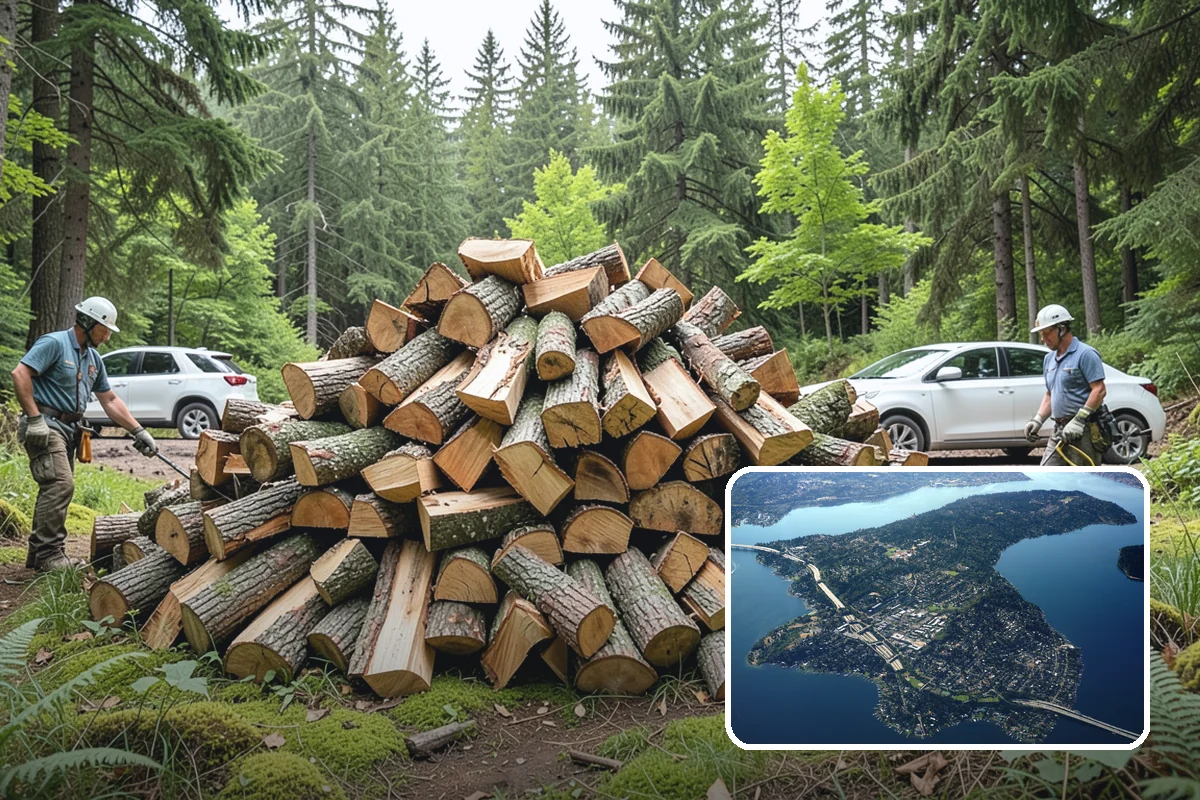 Log Bucking Service in Mercer Island, King County, WA - Cuts long logs into workable firewood rounds